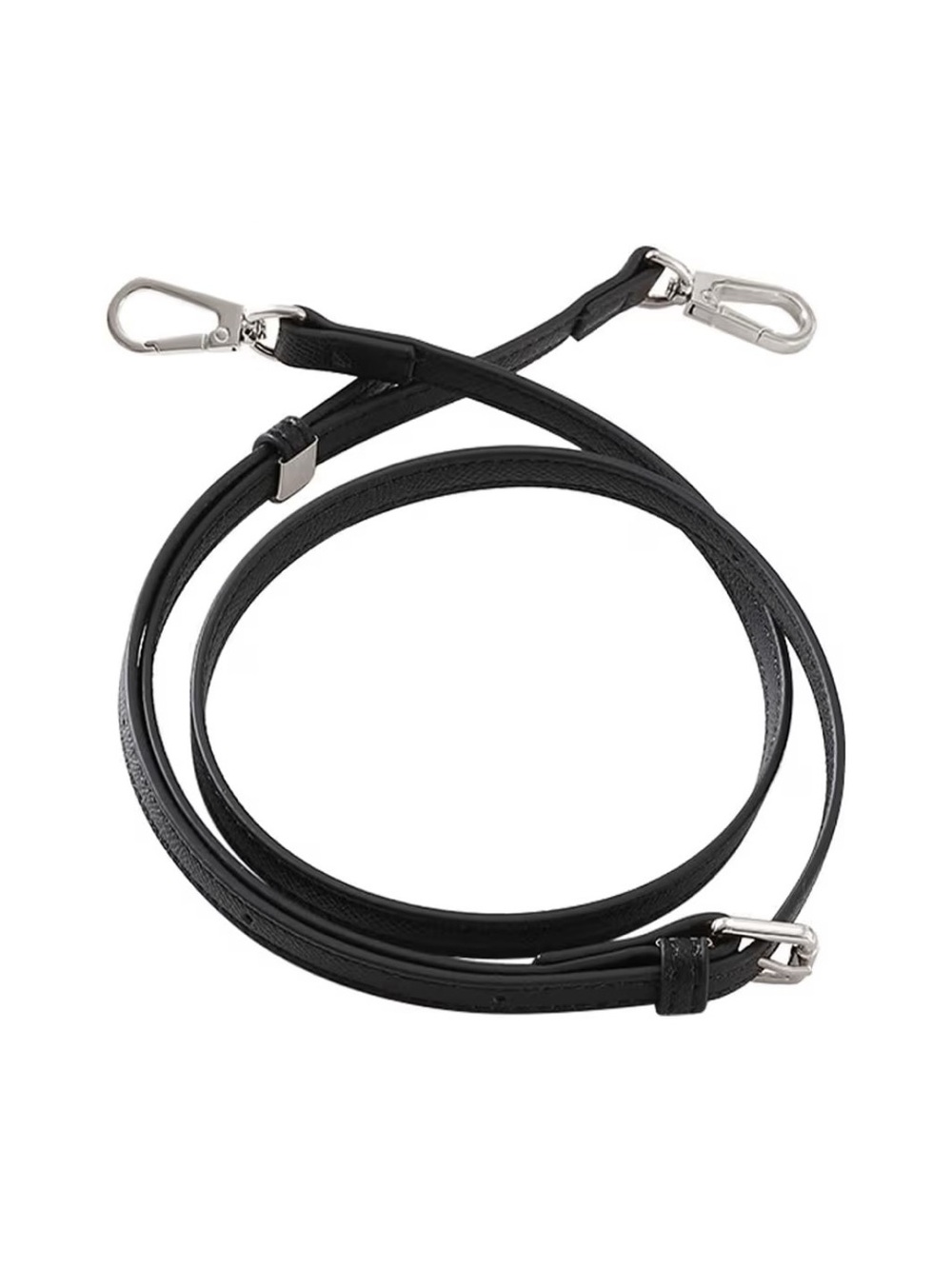 Black Leather Silver Replacement Crossbody Strap